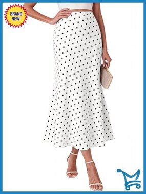 Satin Silk Like Midi Skirt High Waisted A-Line Long Skirt for Women